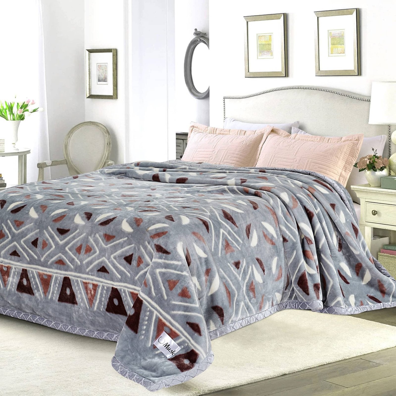 Super Soft 4kg 220 x 240 Mink Blanket - Geometric Sands