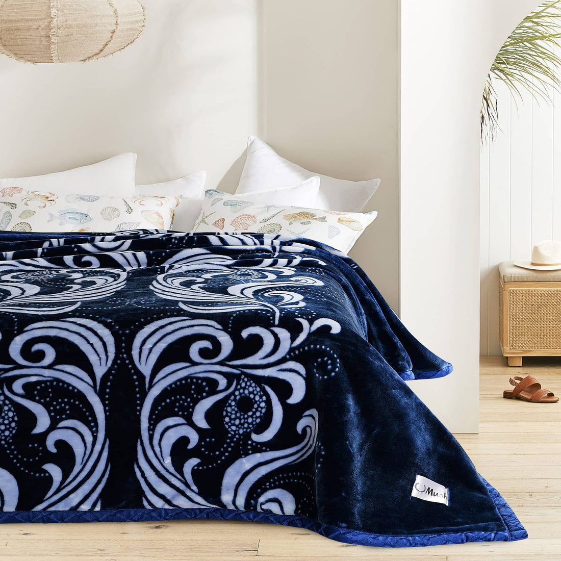 Super Soft 4kg 220 x 240 Mink Blanket - Deep Blue Elegance
