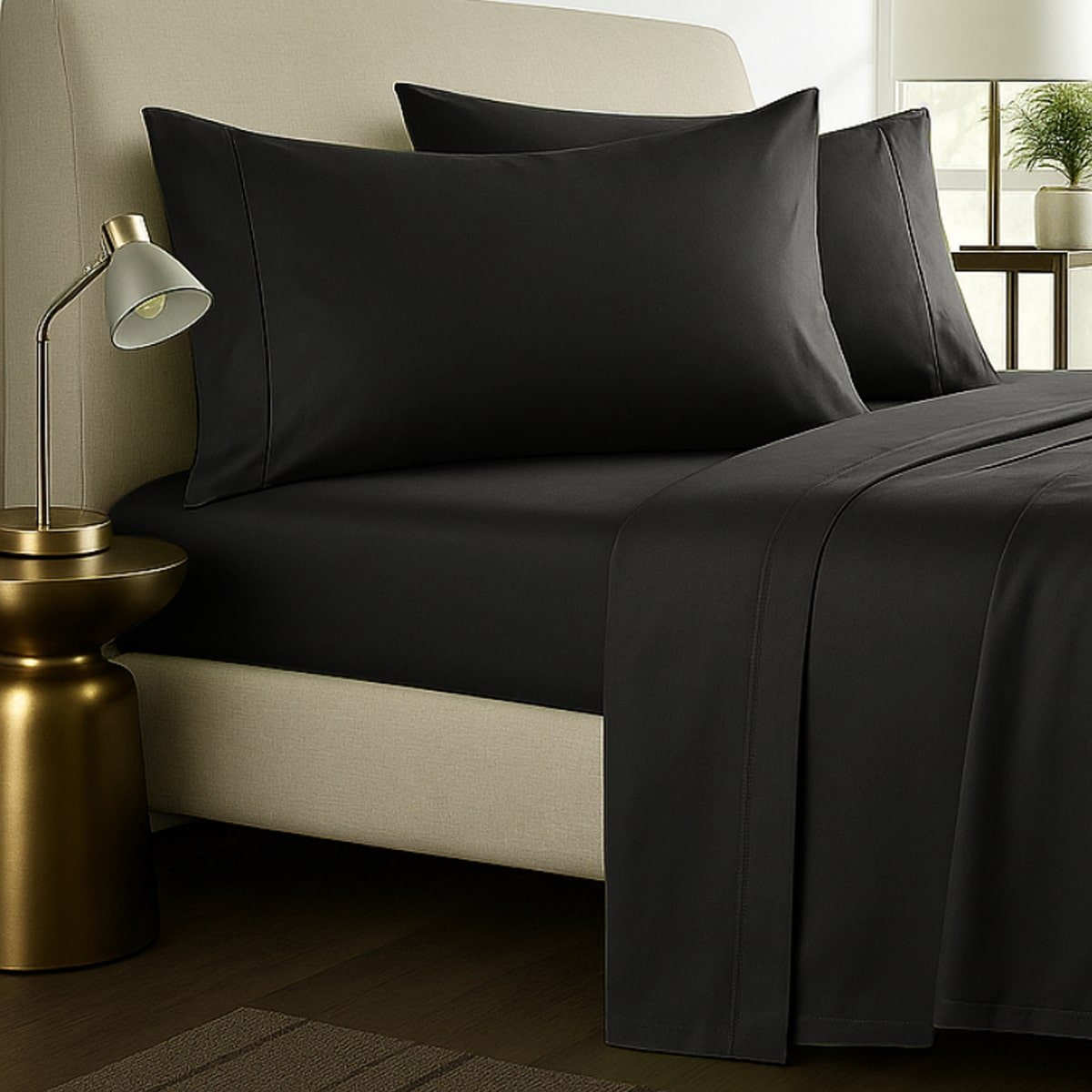 1000TC Pure Egyptian Cotton Sheet Set - Black