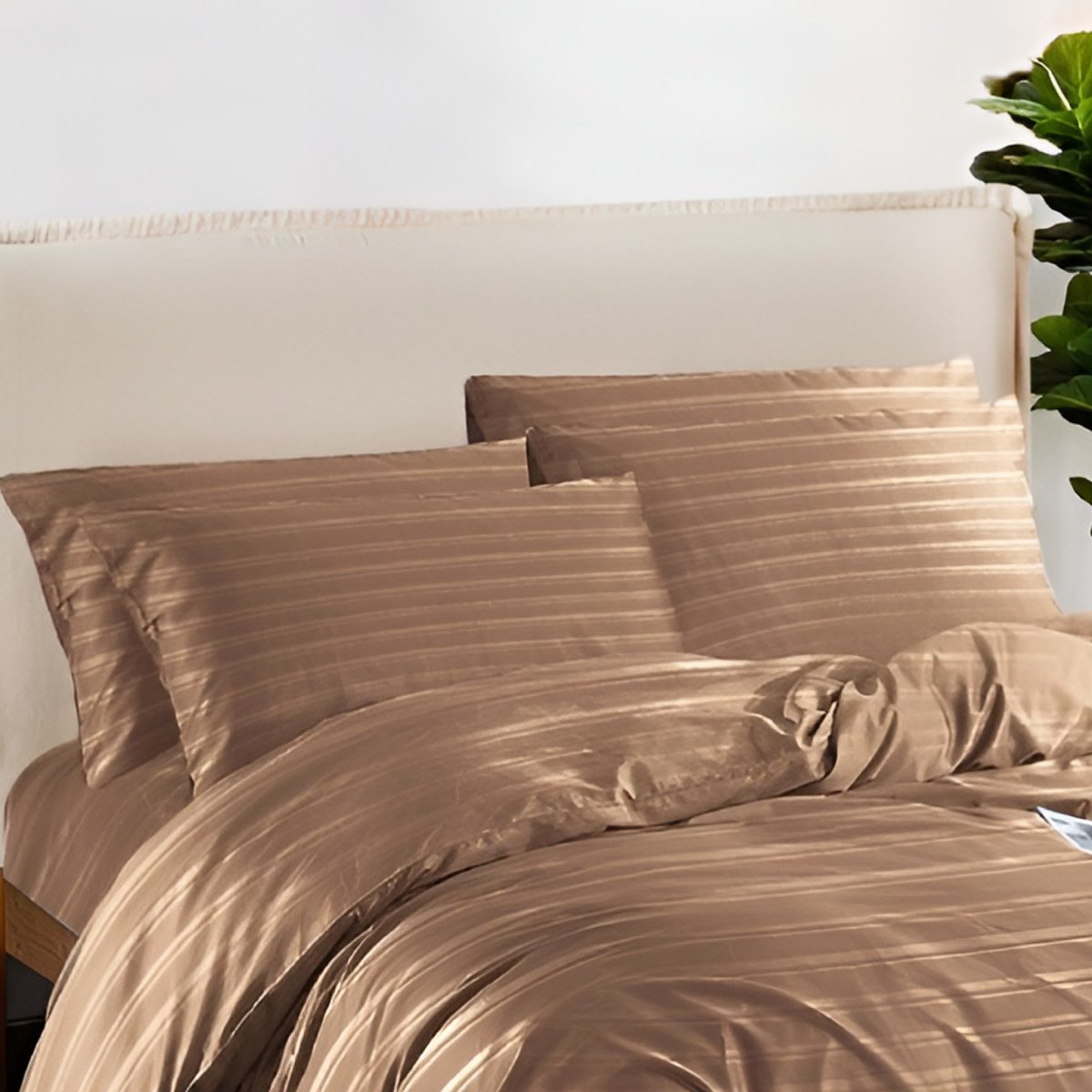 1500TC Cotton Rich 6pcs Quilt Cover - Brown