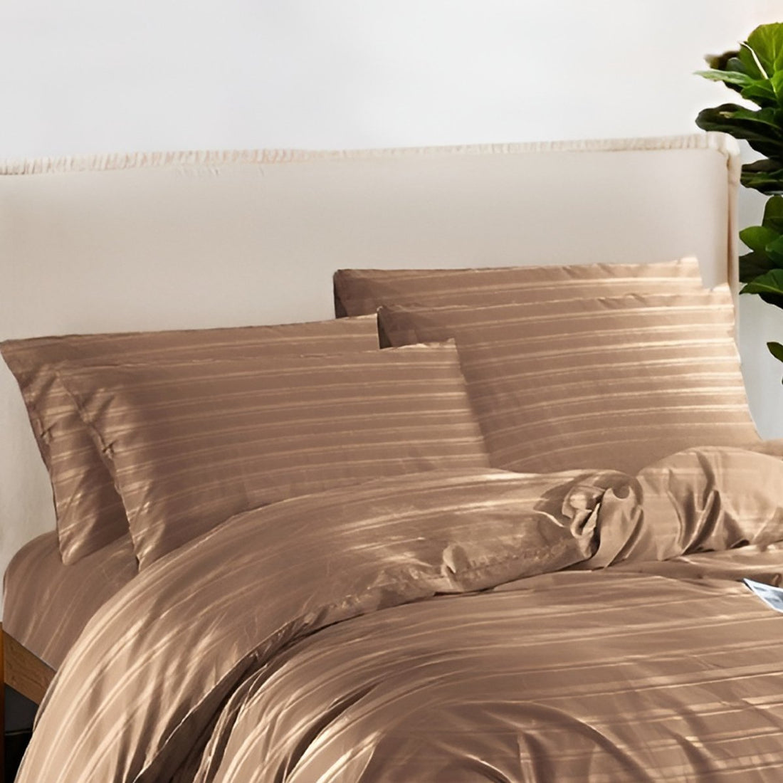 1500TC Cotton Rich 6pcs Quilt Cover - Brown