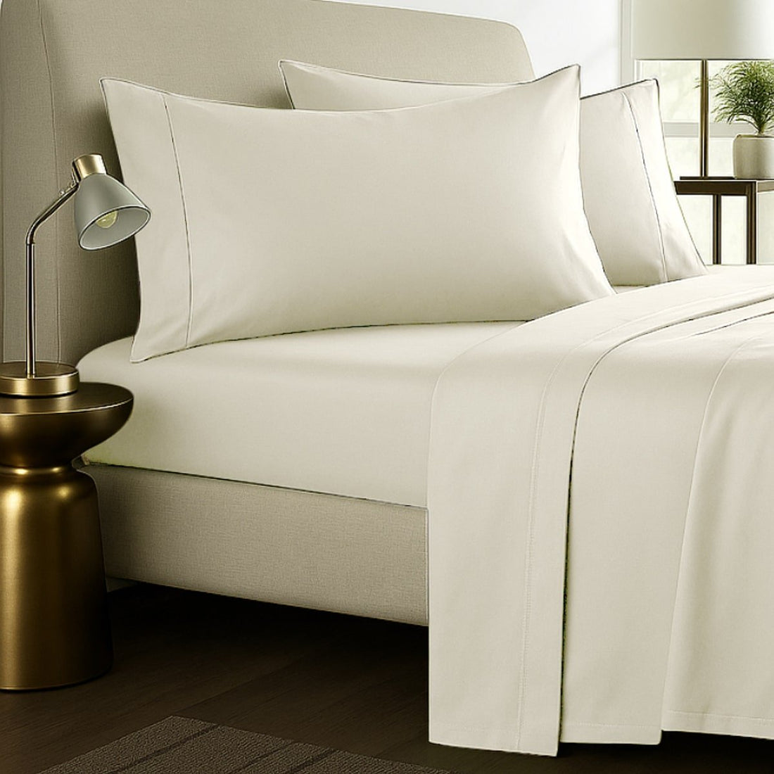 1000TC Pure Egyptian Cotton Sheet Set - Cream