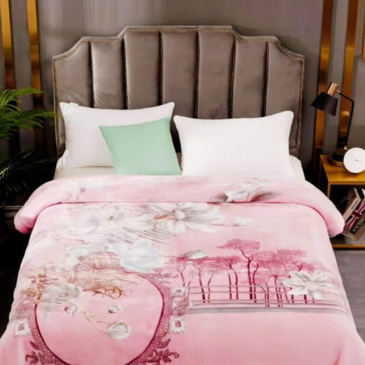Super Soft 3kg 200 x 230 Mink Blanket - Pink Floral