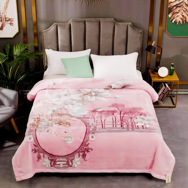 Super Soft 3kg 200 x 230 Mink Blanket - Pink Floral