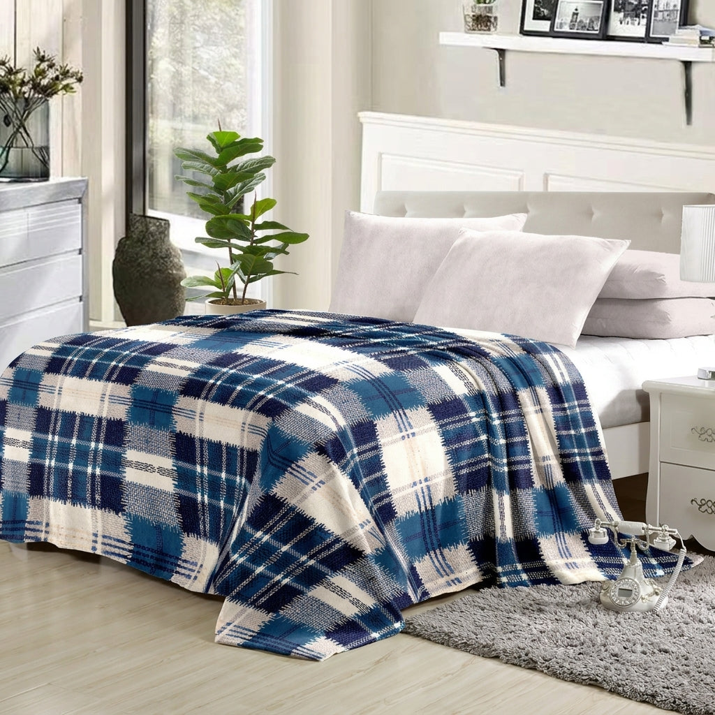 Super Soft 2kg 160 x 220 Classic Ocean Check Blanket