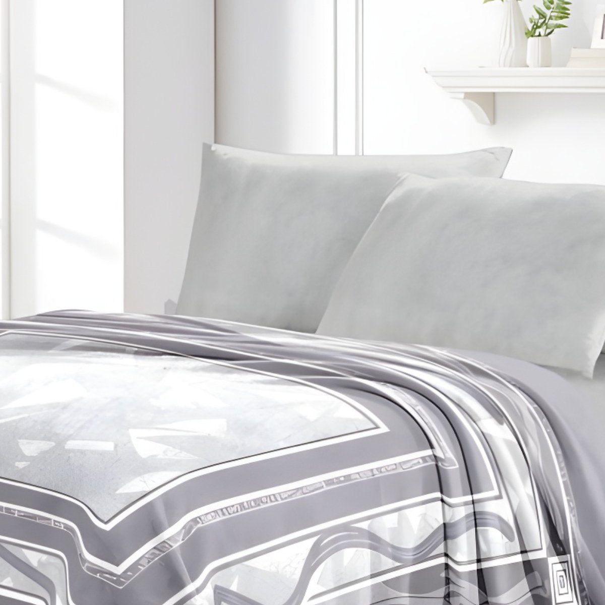 Super Soft 4kg 220 x 240 Mink Blanket - Geometric Grey