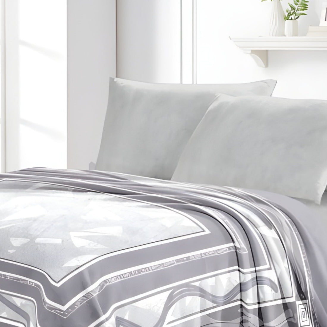 Super Soft 4kg 220 x 240 Mink Blanket - Geometric Grey