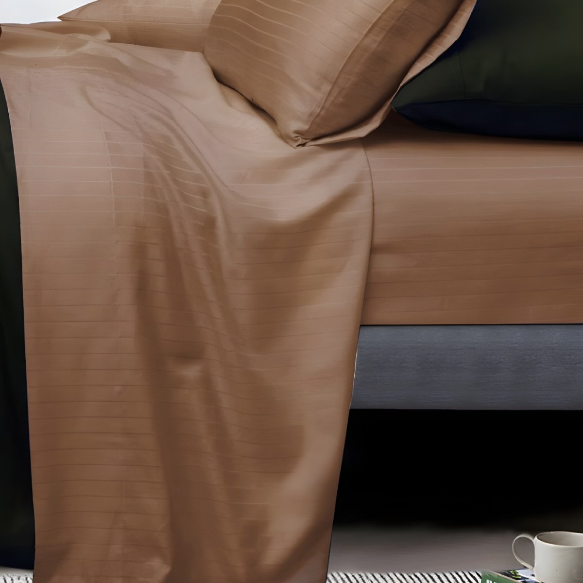 1000TC Cotton Rich Stripe Sheet Set - Brown