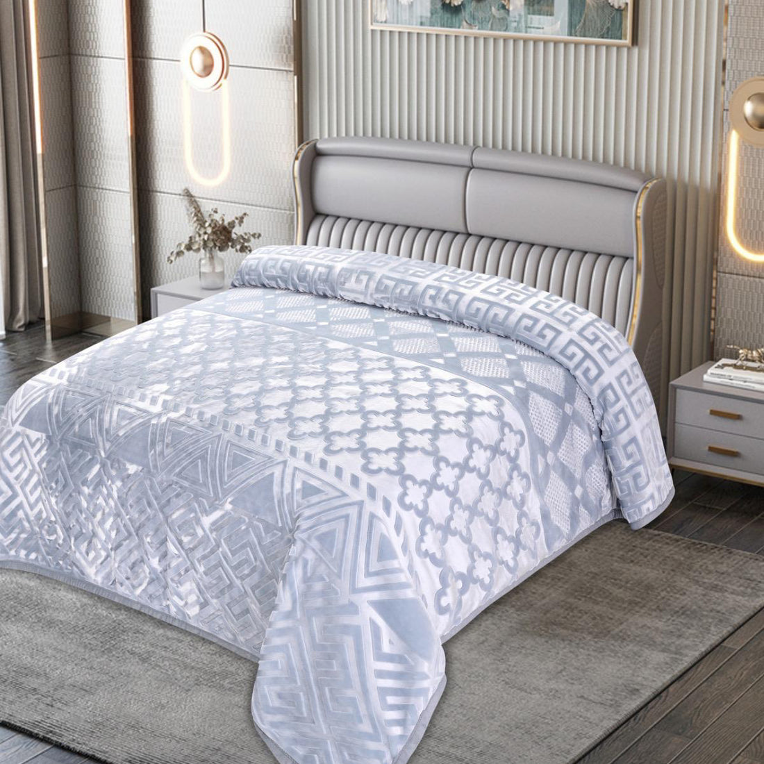 Super Soft 2kg 160 x 220 Silver Grey Embossed Pattern Blanket Blanket (Copy)