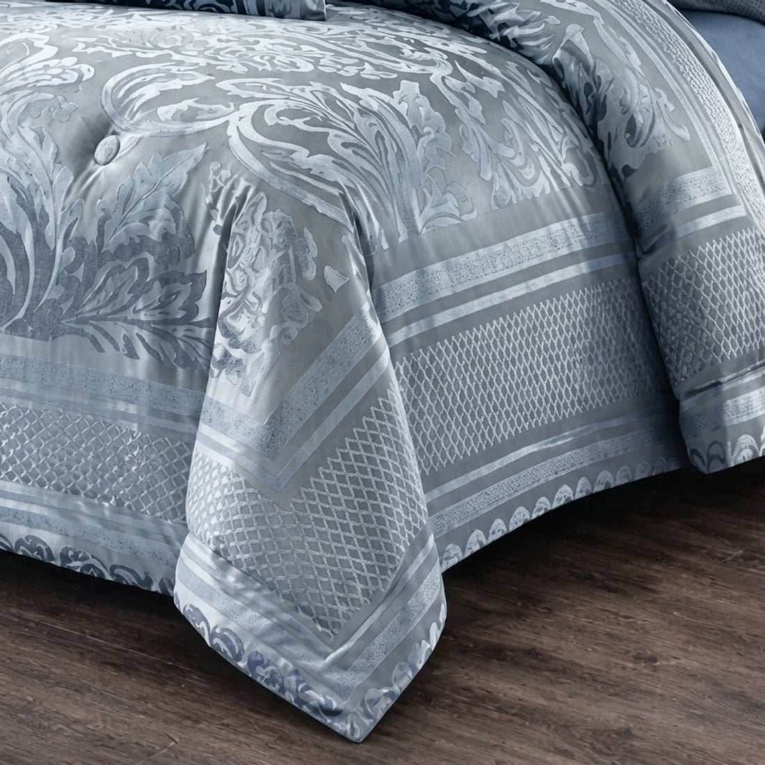 10 Piece Luxury Bedding Gift Set - Teal Blue Damask