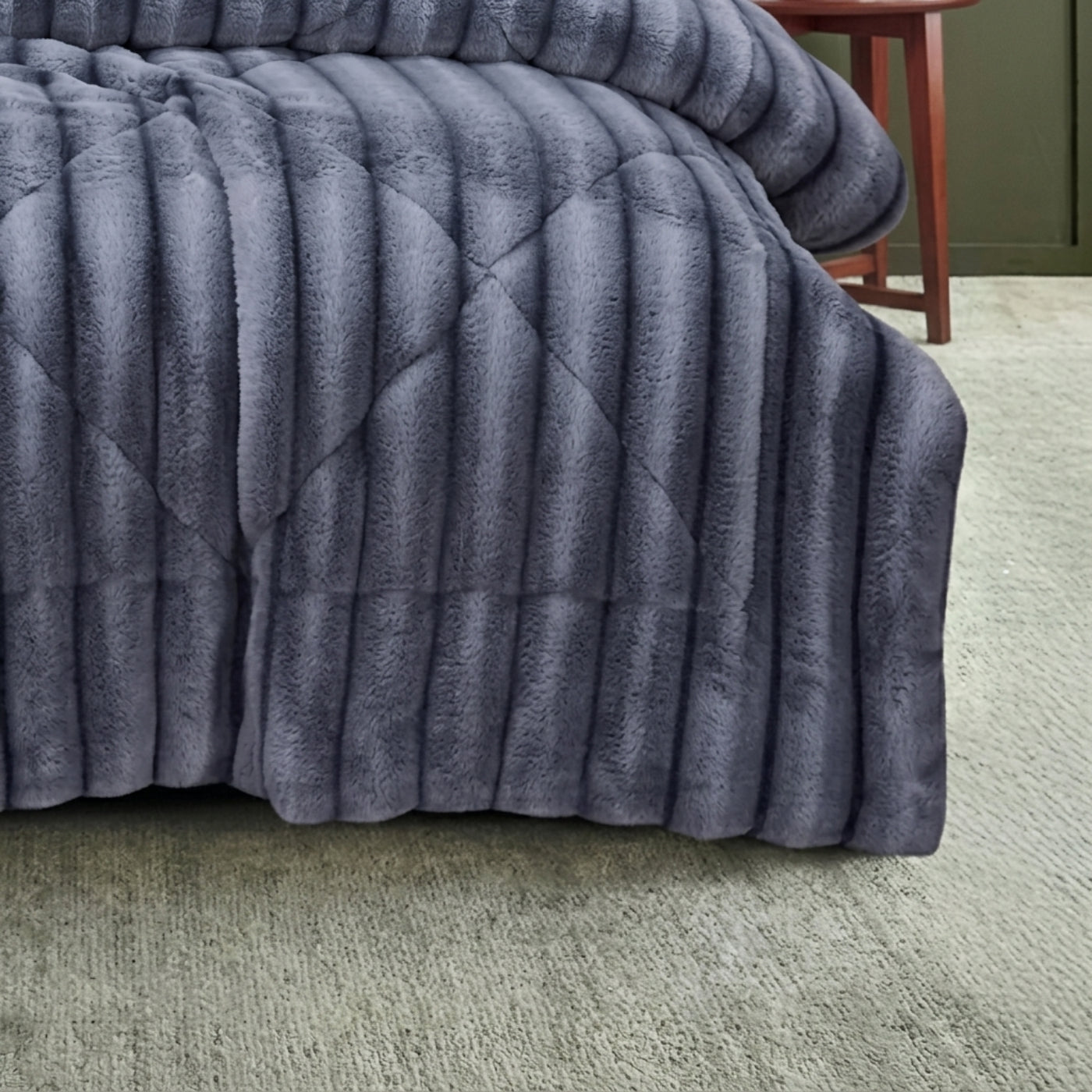 3 Piece Faux Fur Comforter Set - Hexa Pattern