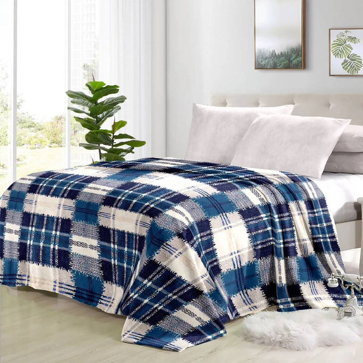 Super Soft 4kg 220 x 240 Mink Blanket - Plaid Blue