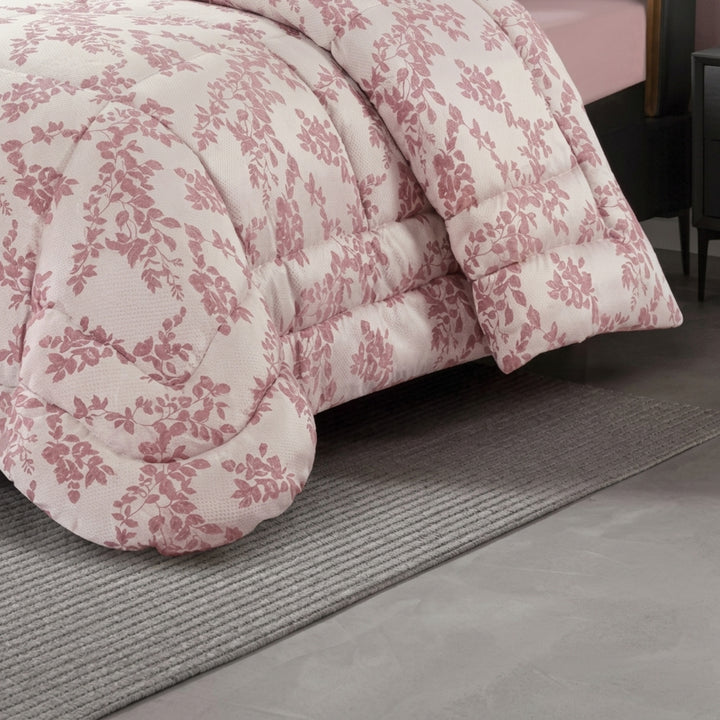 3 Piece Jacquard Comforter Set - Pink