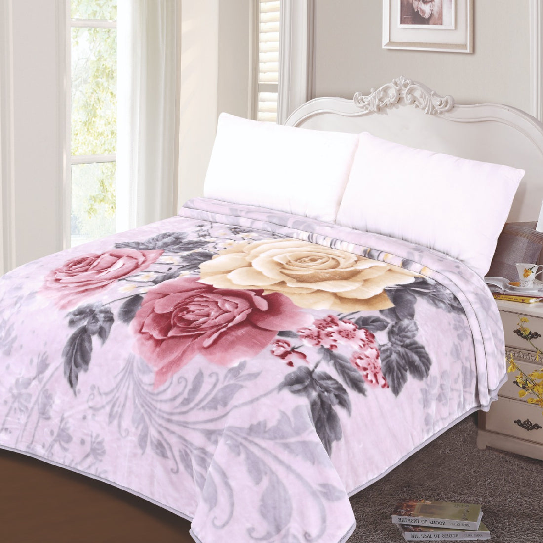 Super Soft 3kg 195 x 225  Pastel Pink Vintage Rose Blanket