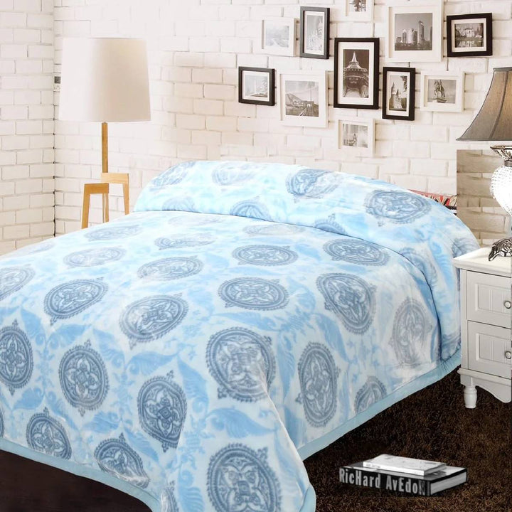 Super Soft 4kg 220 x 240 Mink Blanket - Medallion Sky Blue
