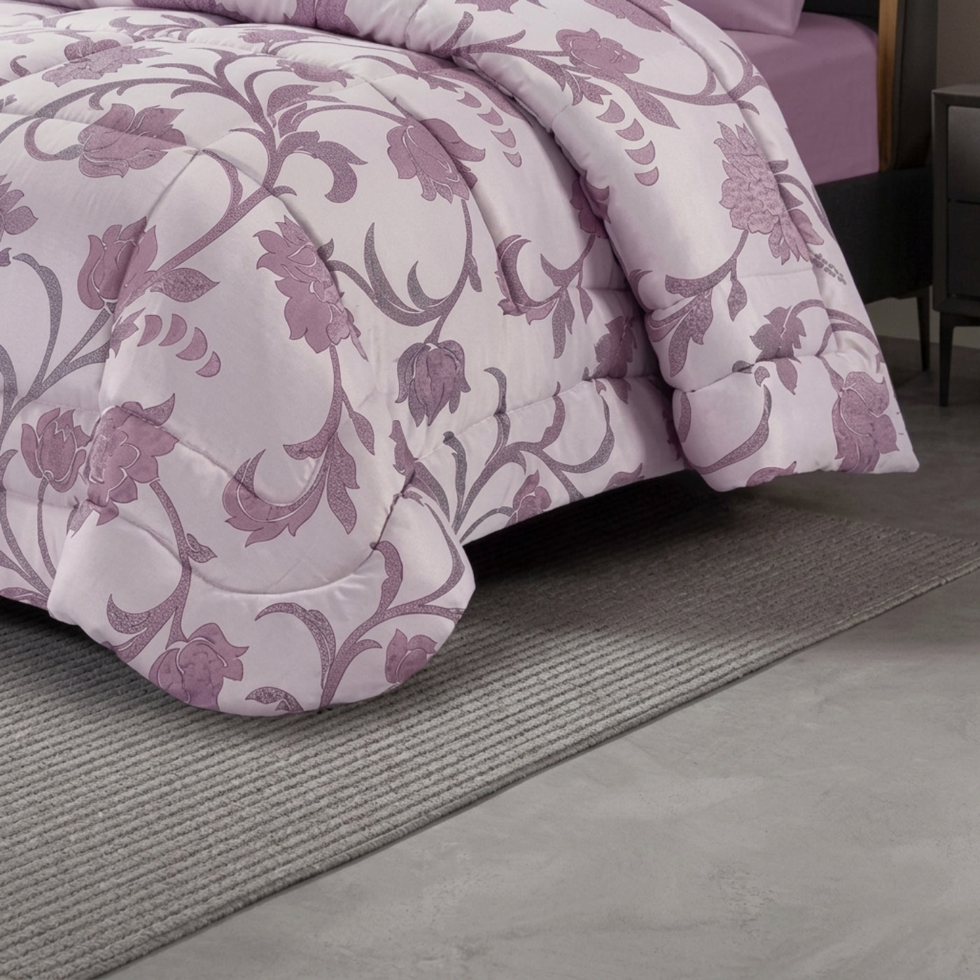3 Piece Jacquard Comforter Set - Purple