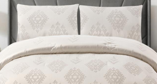 3 Pcs Jacquard Comforter Set-White