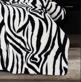 3 Pieces Faux Fur Comforter Set - Zebra Pattern