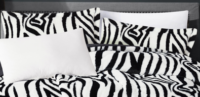 3 Pieces Faux Fur Comforter Set - Zebra Pattern