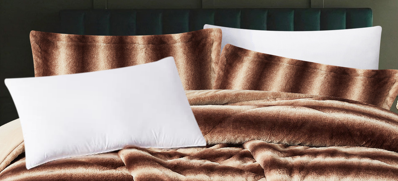 3 Pieces Faux Fur Comforter Set - Brown Stripe