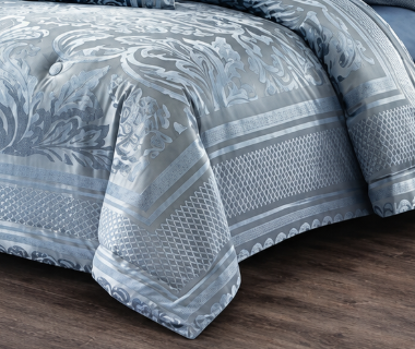 10 Pcs Luxury Bedding Gift Set – Teal Blue Damask