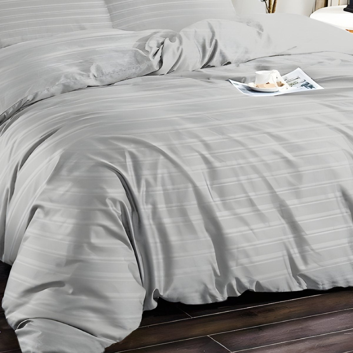 1500TC Cotton Rich 6pcs Quilt Cover - Silver Gray