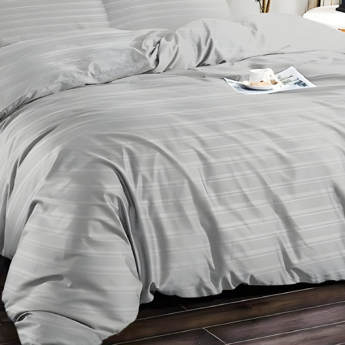 1500TC Cotton Rich 6pcs Quilt Cover - Silver Gray