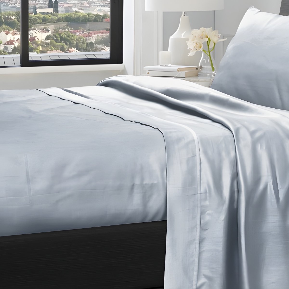 1200TC Pure Egyptian Cotton Sheet Set - Silver Grey