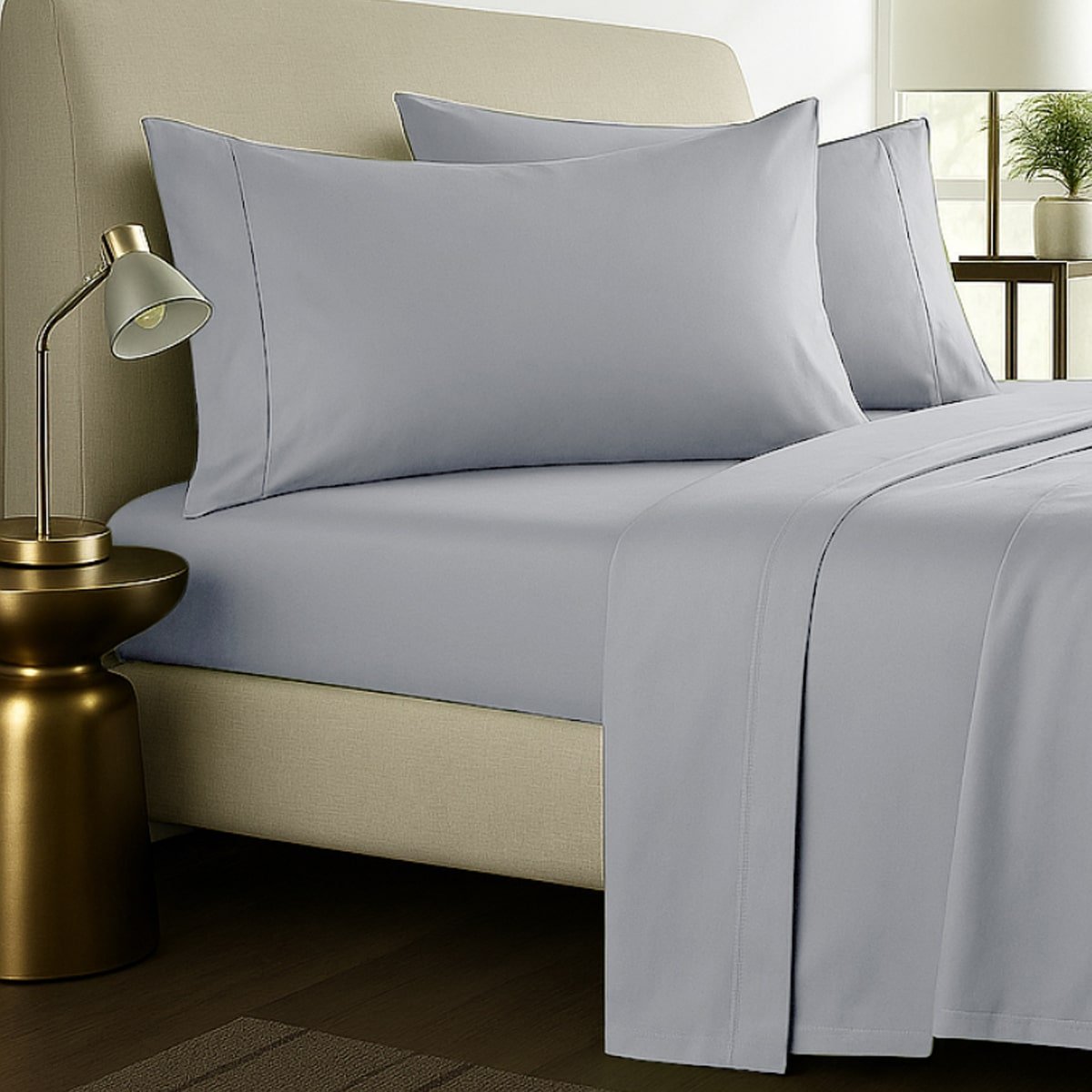 1000TC Pure Egyptian Cotton Sheet Set - Silver Grey