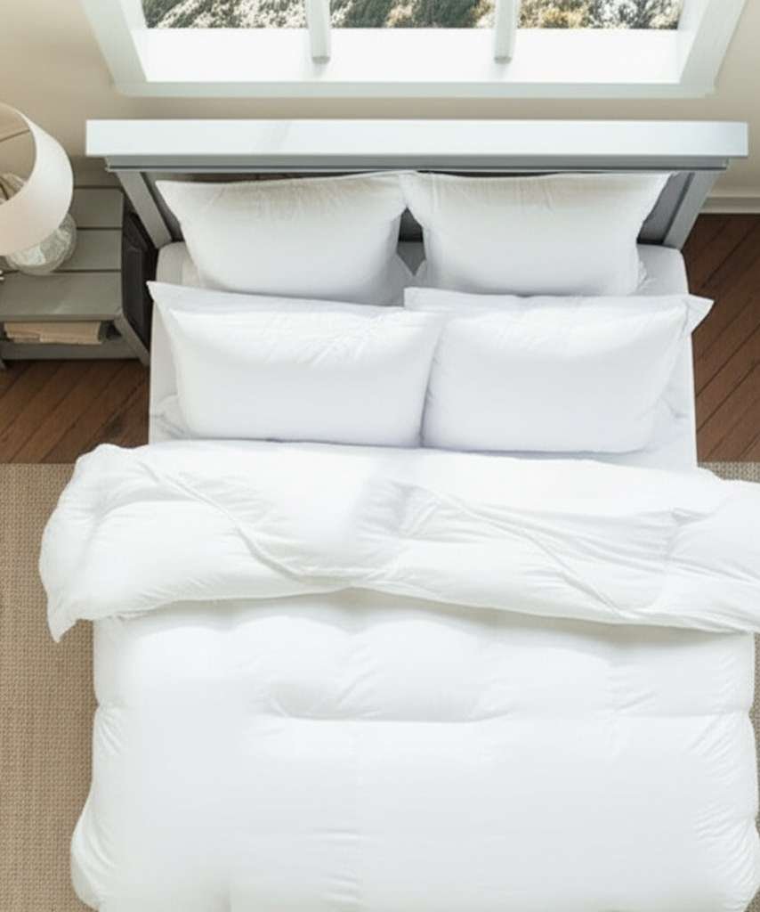 Plush white microfiber quilt showcasing its smooth and comfortable texture.