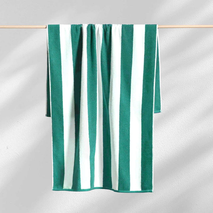 Cabana style sea green beach towel
