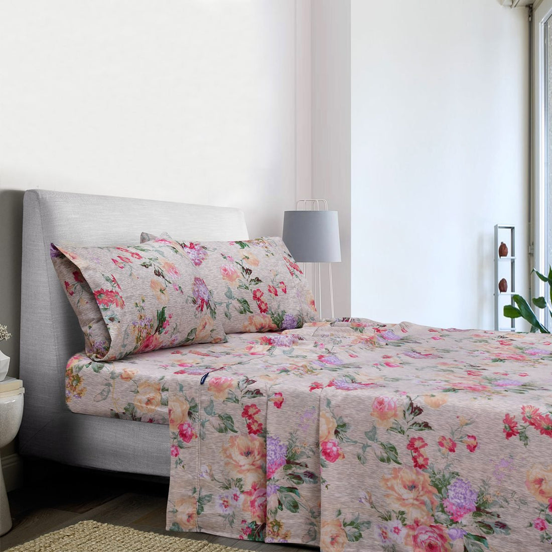 Cemro floral flannelette sheet set