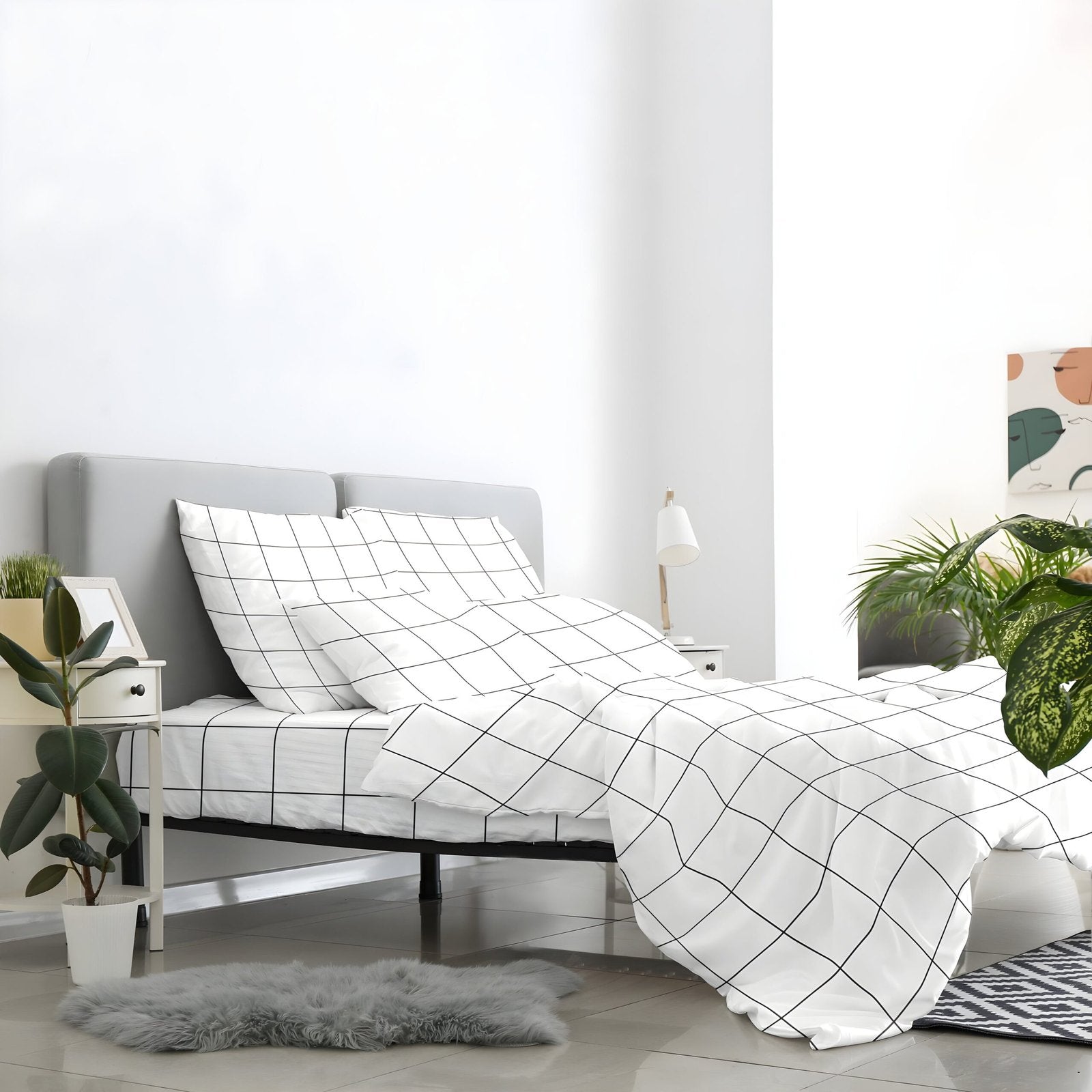 Folded grid pattern sheets stacked neatly