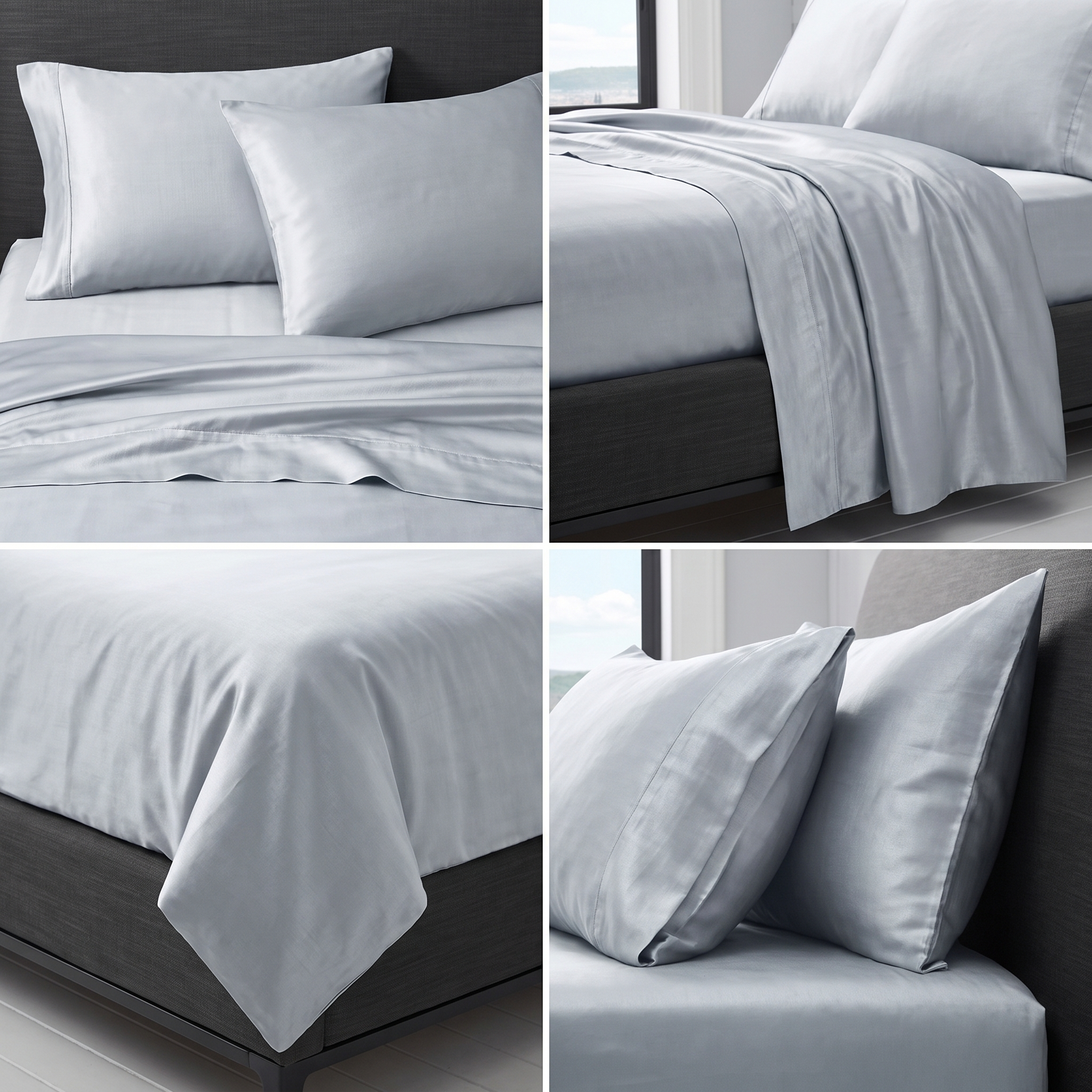1200TC Pure Egyptian Cotton Sheet Set - Silver Grey
