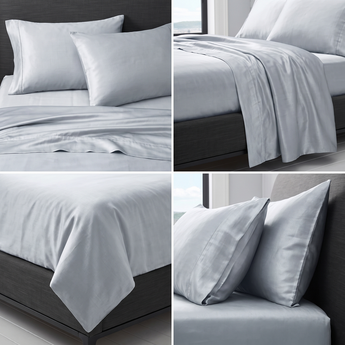 1200TC Pure Egyptian Cotton Sheet Set - Silver Grey