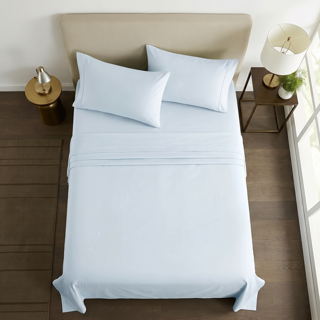 1000TC Pure Soft Cotton Sheet Set - Pale Blue