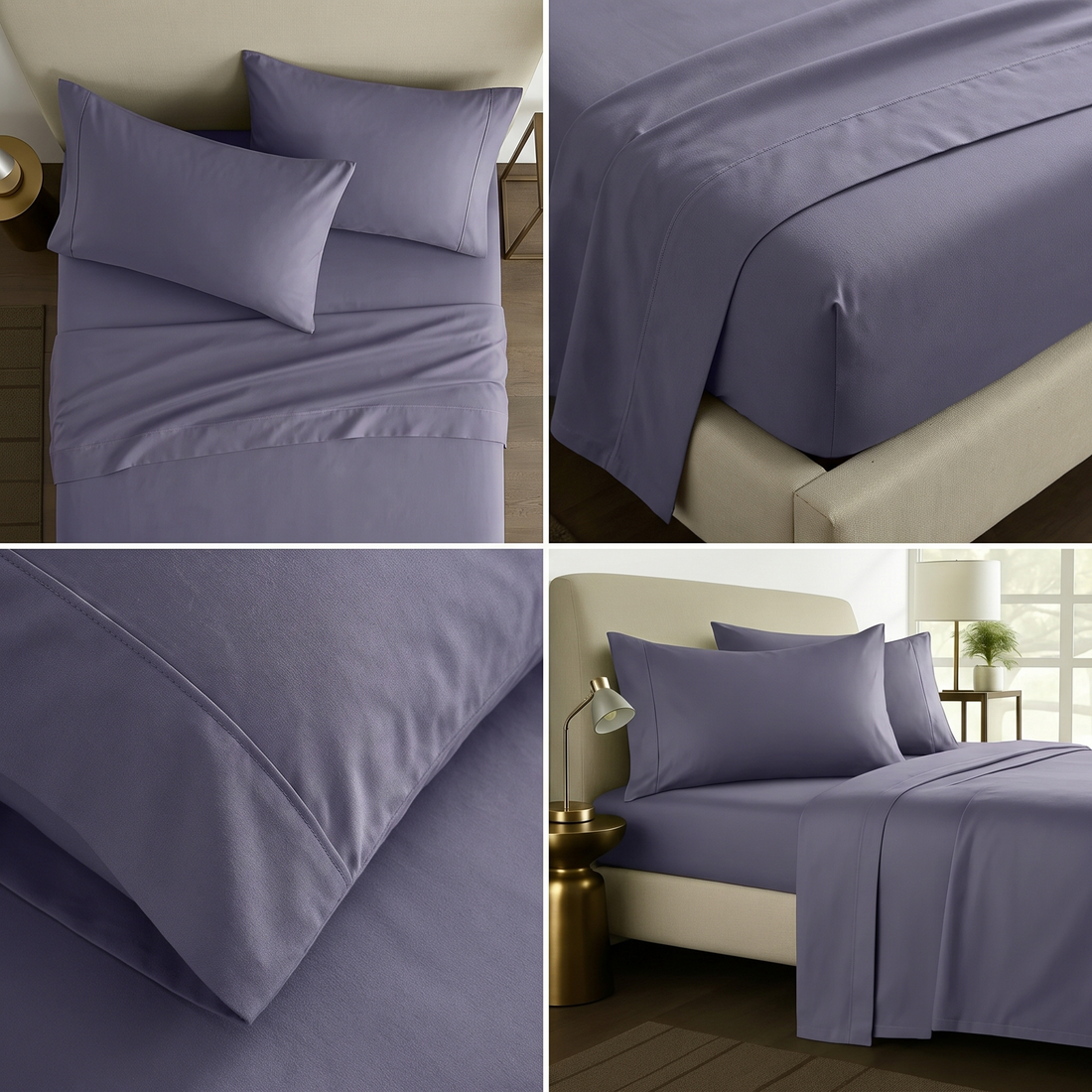1000TC Pure Soft  Cotton Sheet Set - Purple Passage