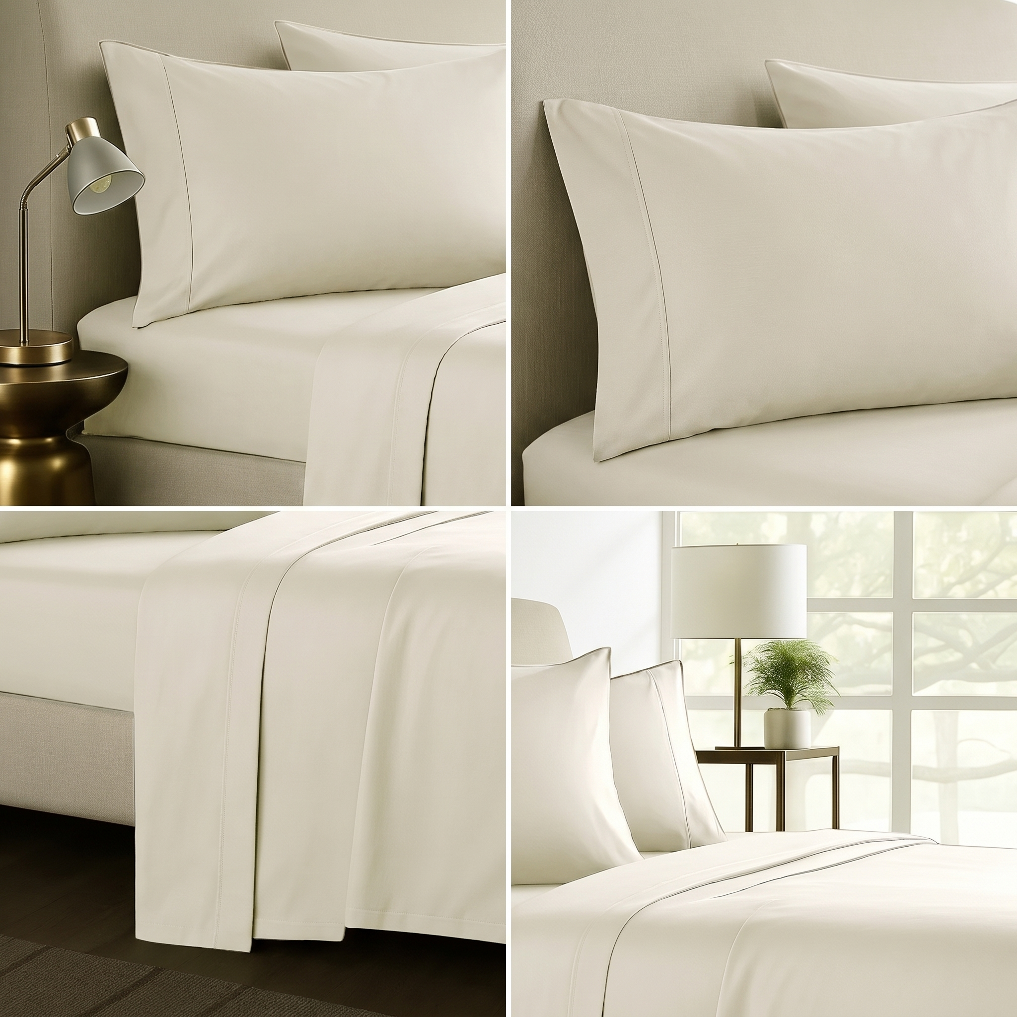 1000TC Pure Soft Cotton Sheet Set - Cream