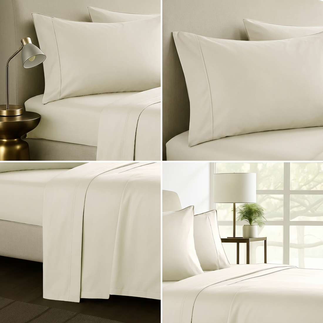1000TC Pure Soft Cotton Sheet Set - Cream