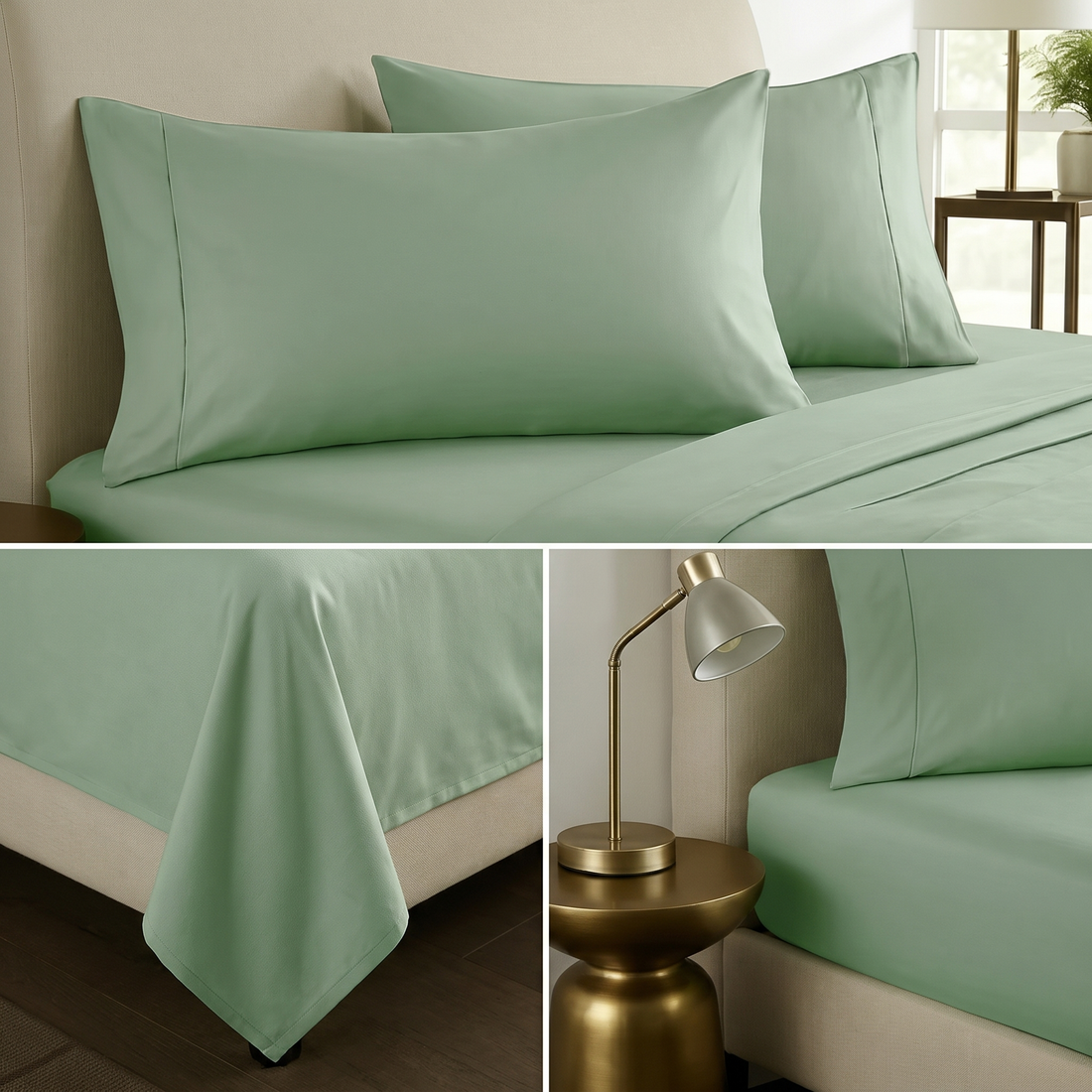 1000TC Pure Soft Cotton Sheet Set - Sage Green