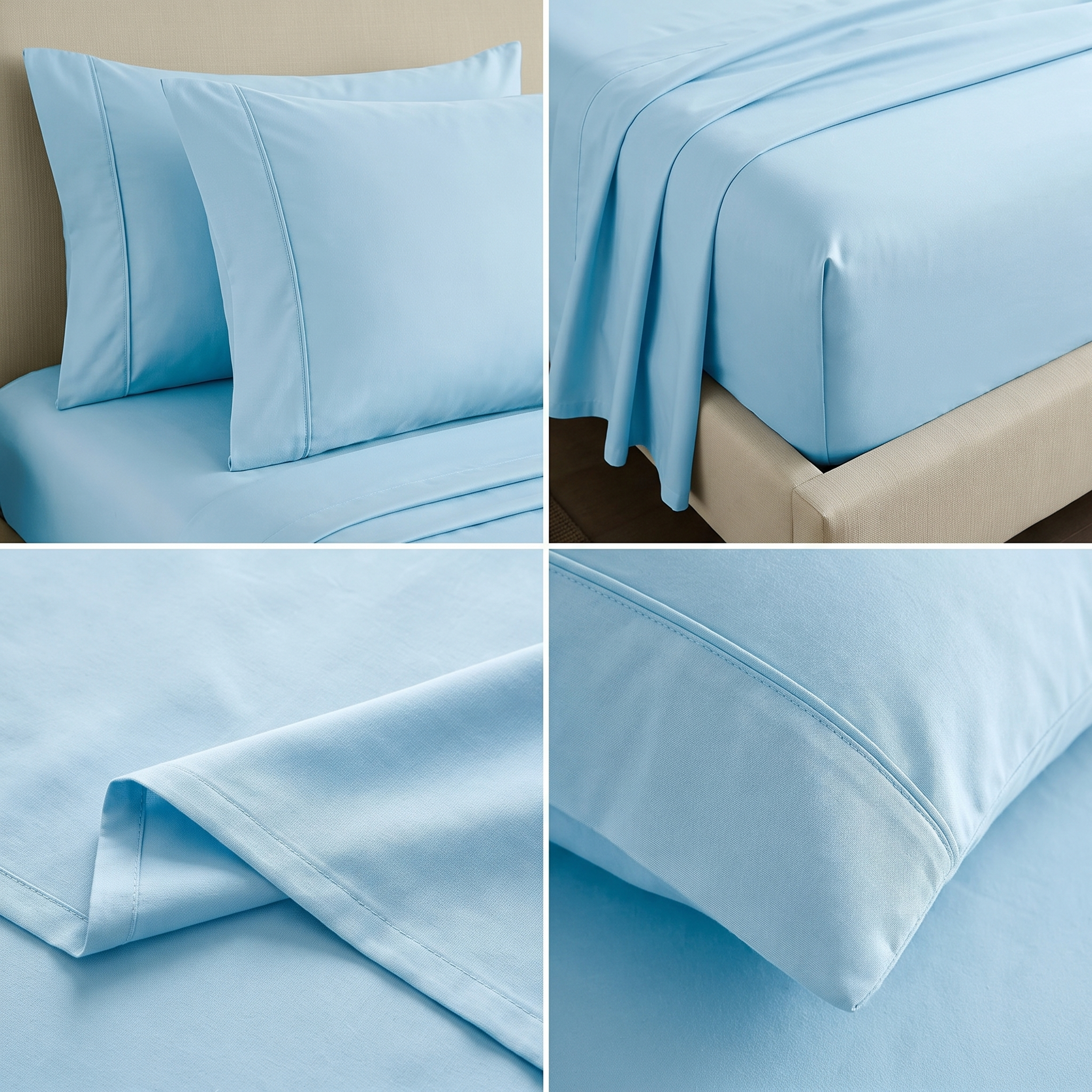 1000TC Pure Soft Cotton Sheet Set - Light Blue