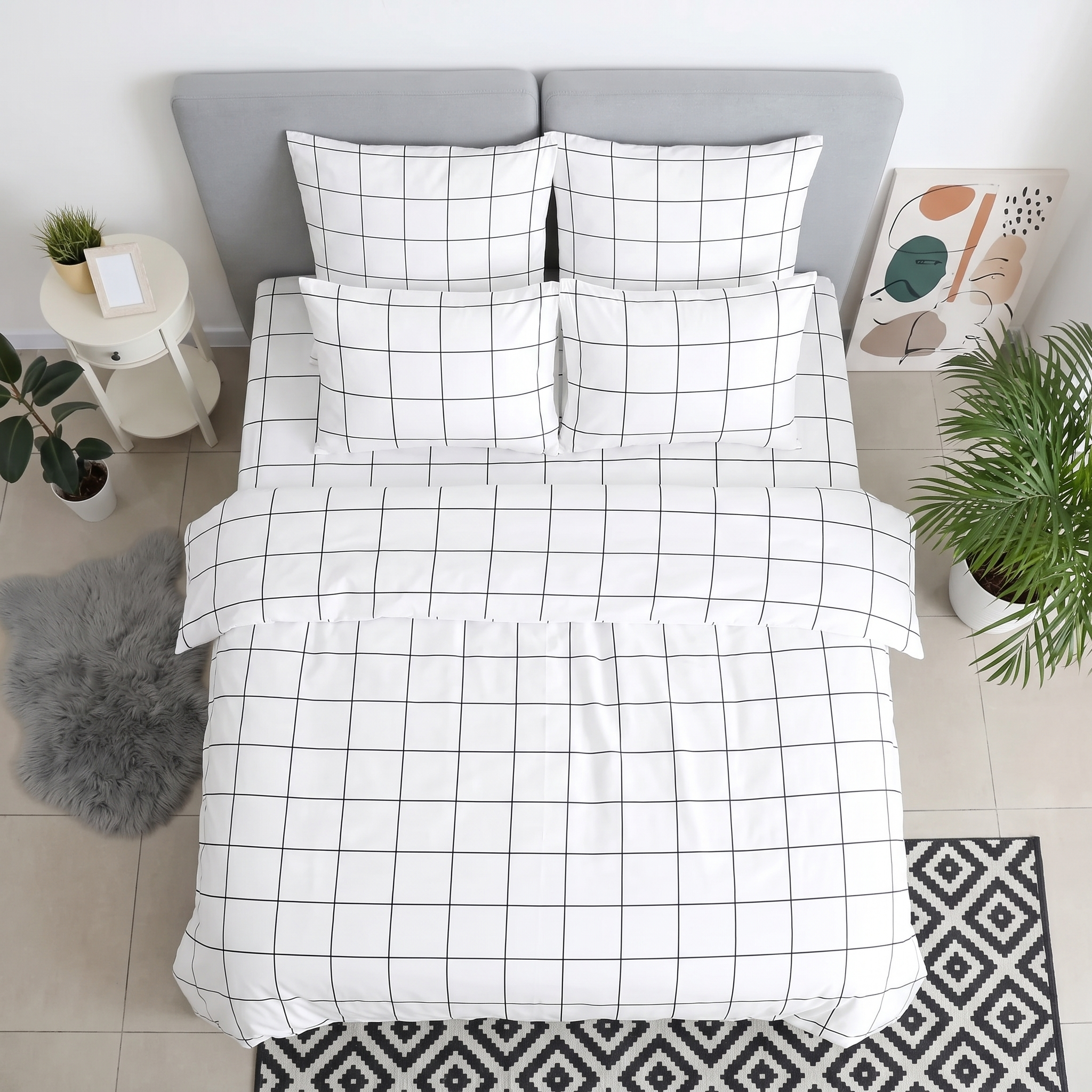 1000TC Pure Soft Cotton Sheet Set - Window Pane