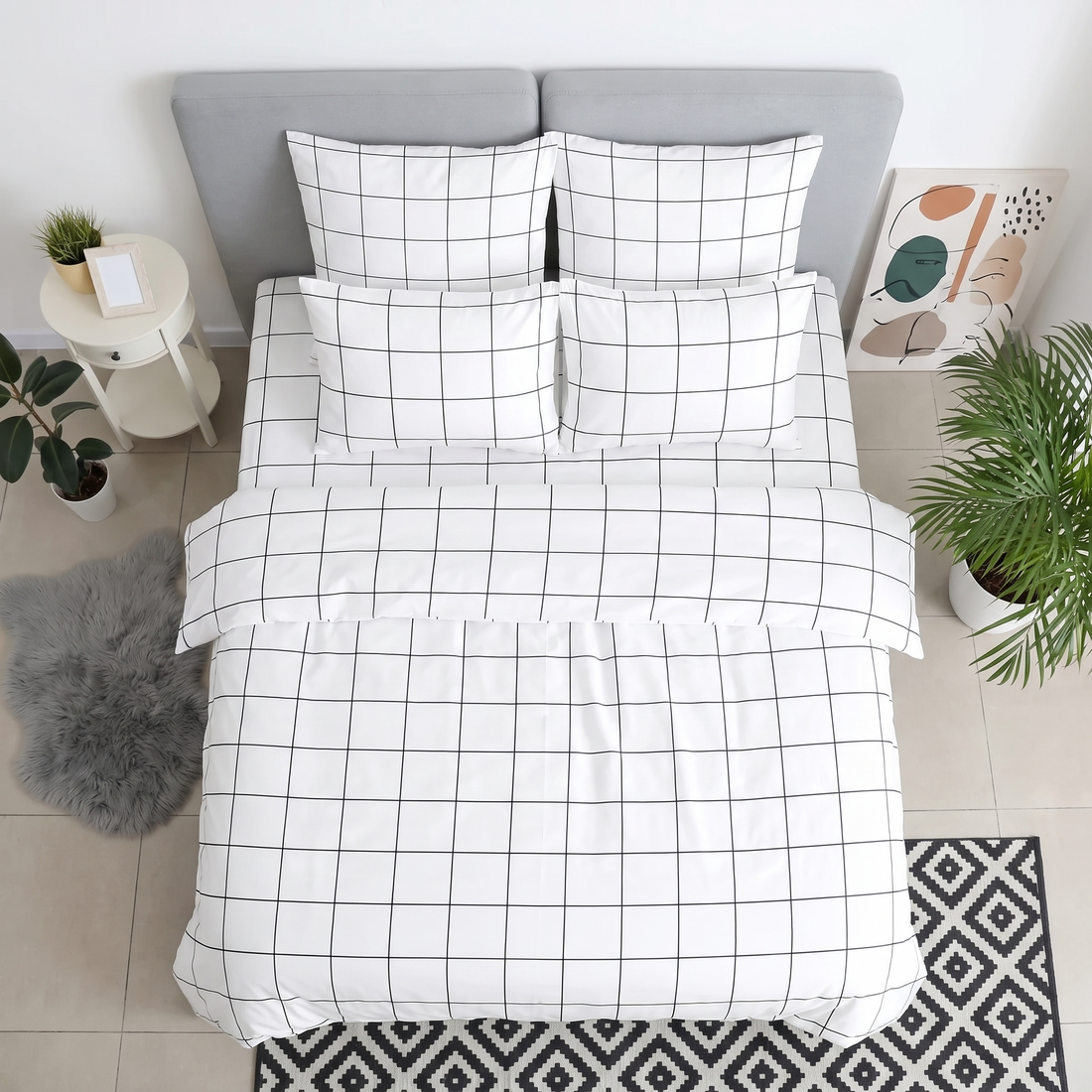 1000TC Pure Soft Cotton Sheet Set - Window Pane