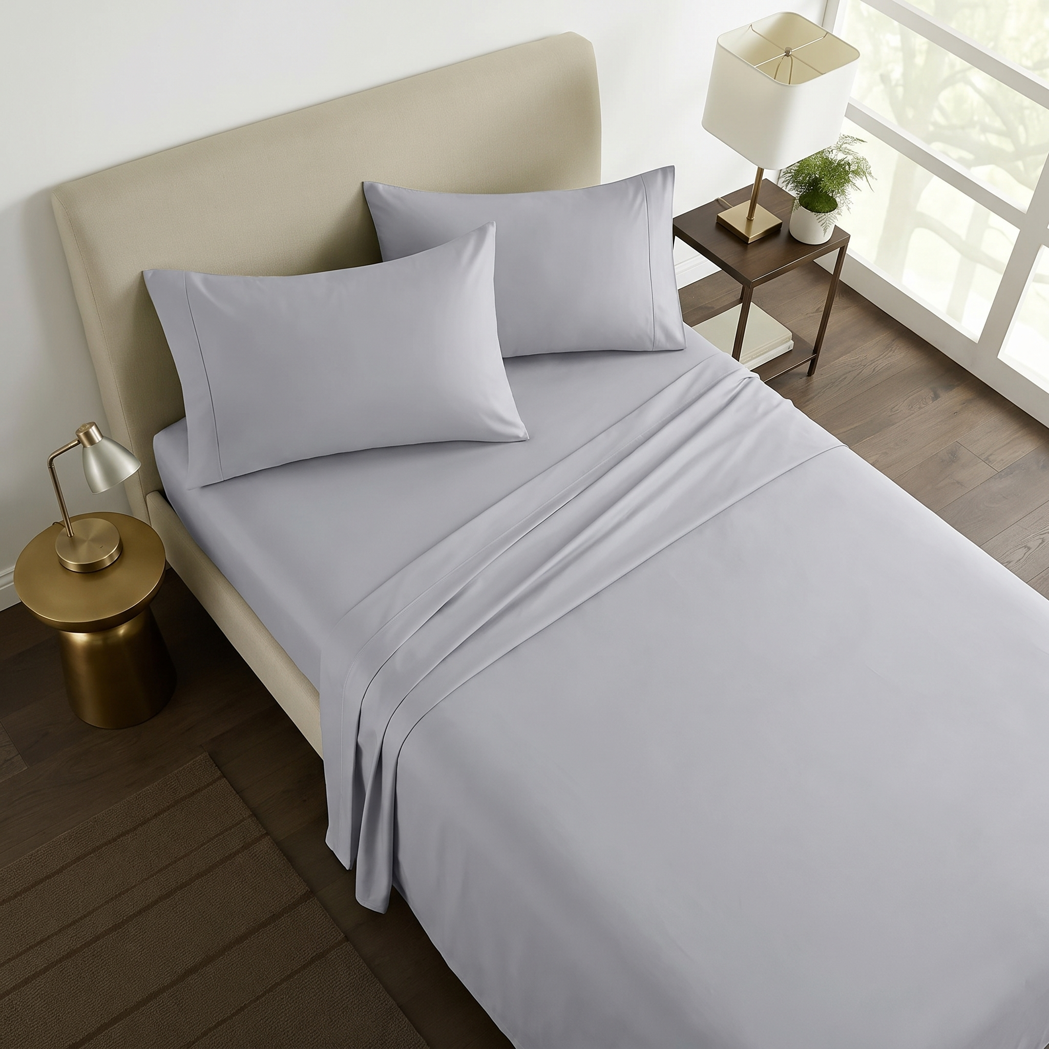 1000TC Pure Soft Cotton Sheet Set - Silver Grey