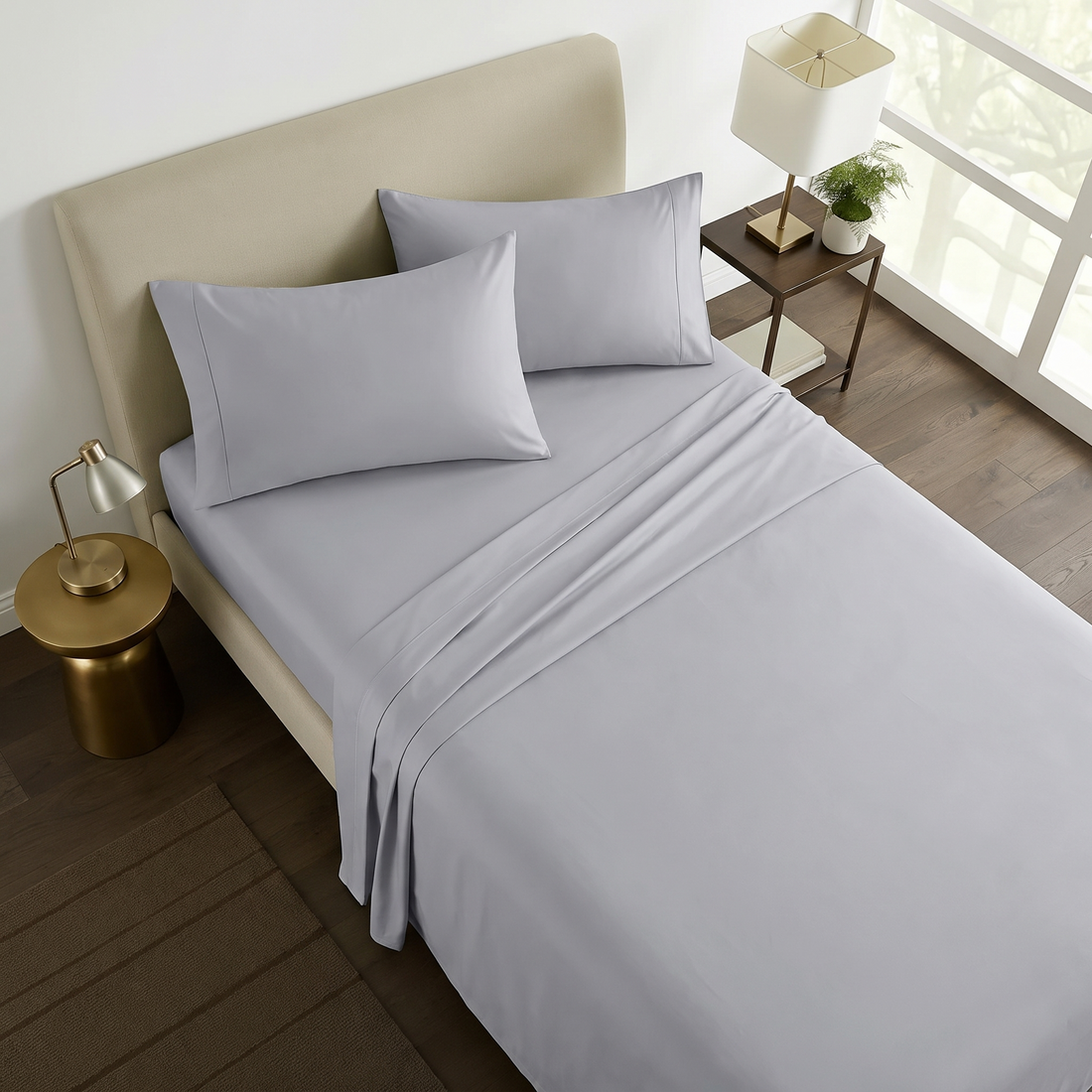 1000TC Pure Soft Cotton Sheet Set - Silver Grey