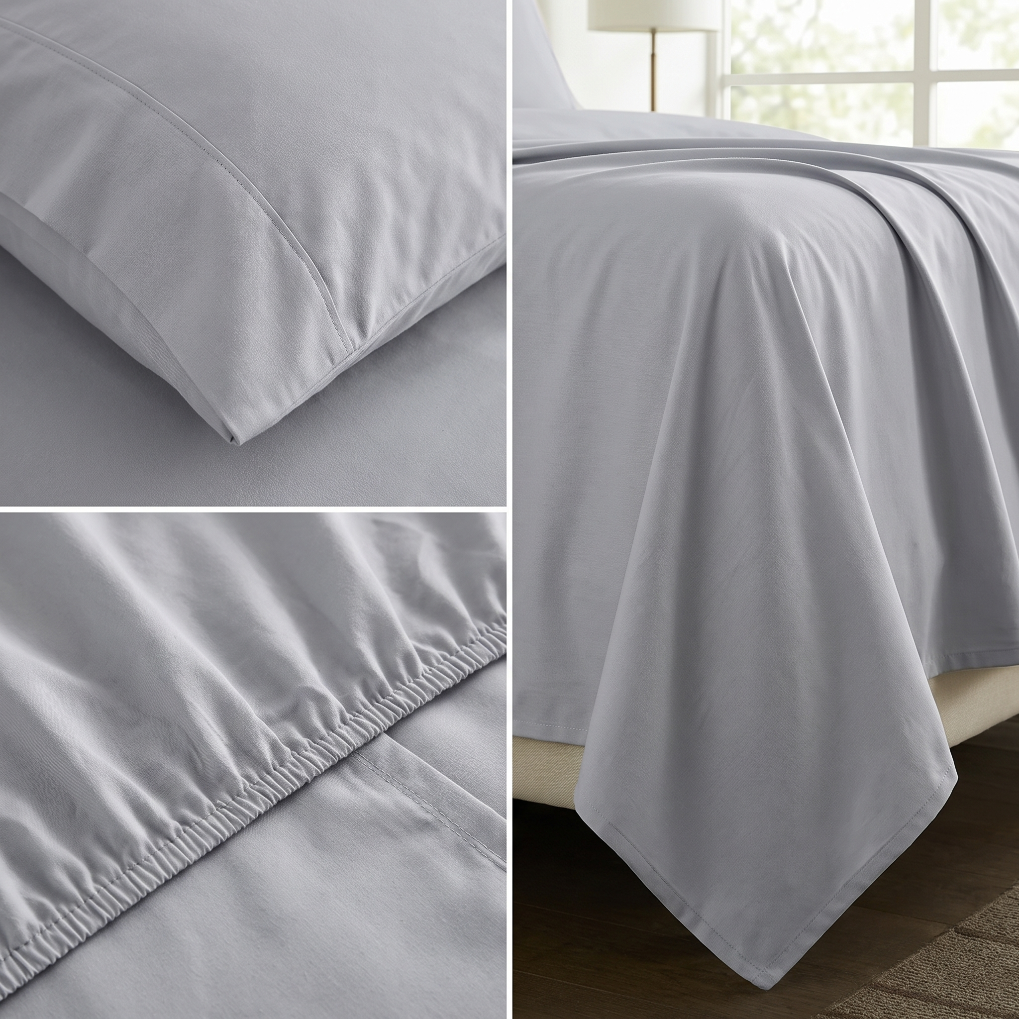 1000TC Pure Soft Cotton Sheet Set - Silver Grey