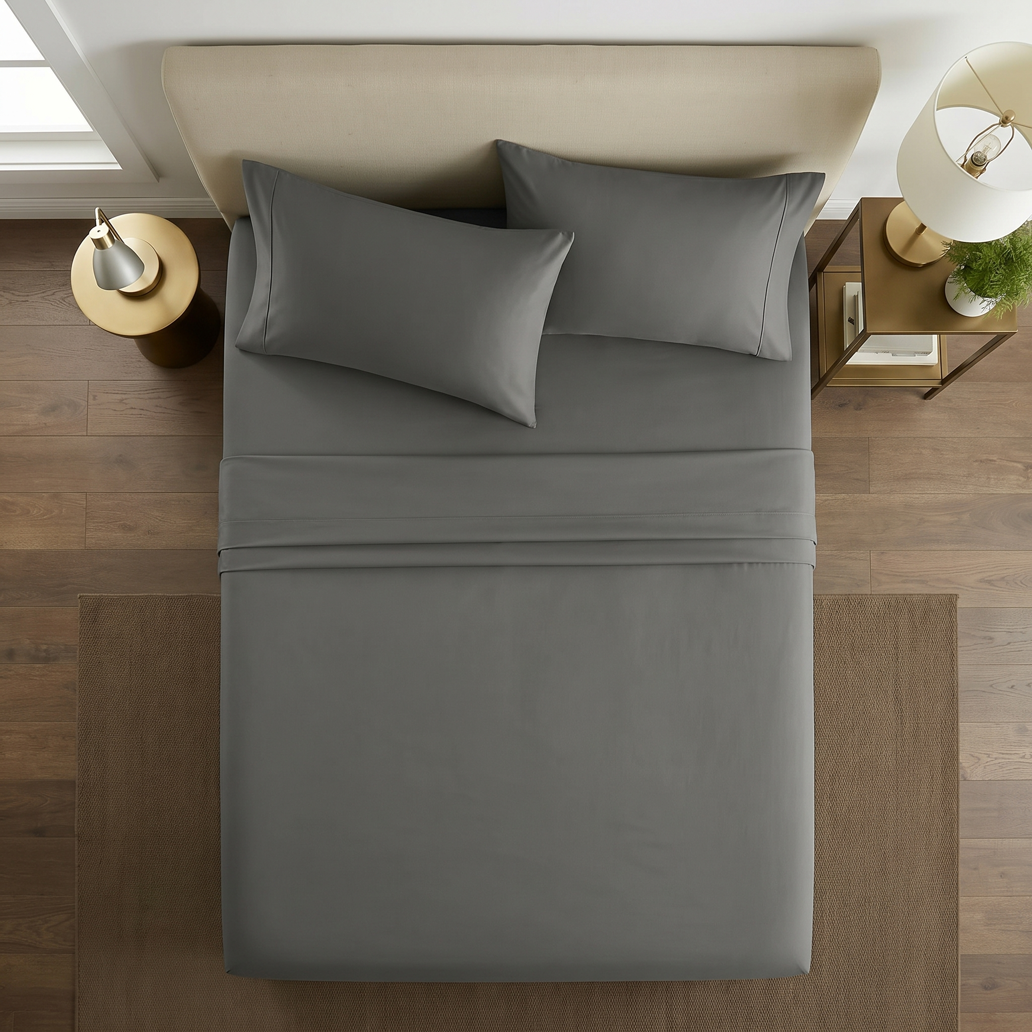 1000TC Pure Soft Cotton Sheet Set - Charcoal