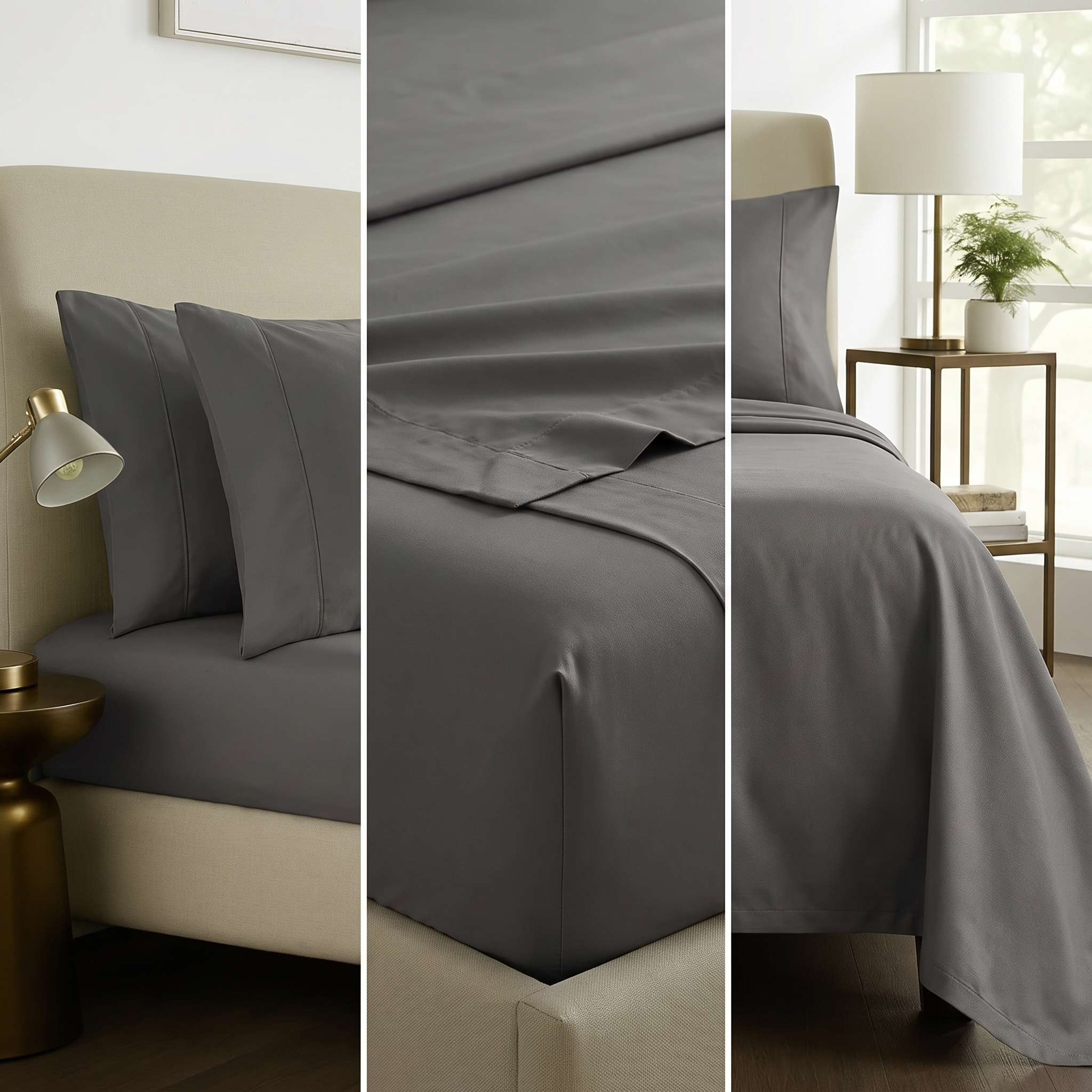 1000TC Pure Soft Cotton Sheet Set - Charcoal