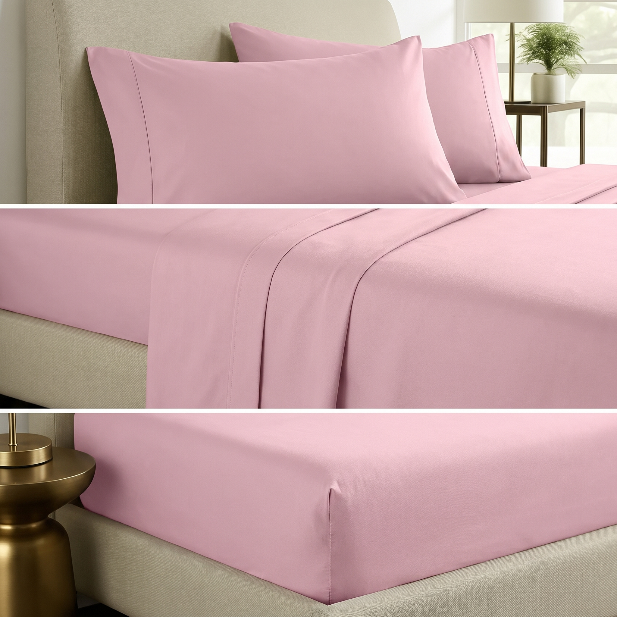1000TC Pure Soft Cotton Sheet Set - Baby Pink
