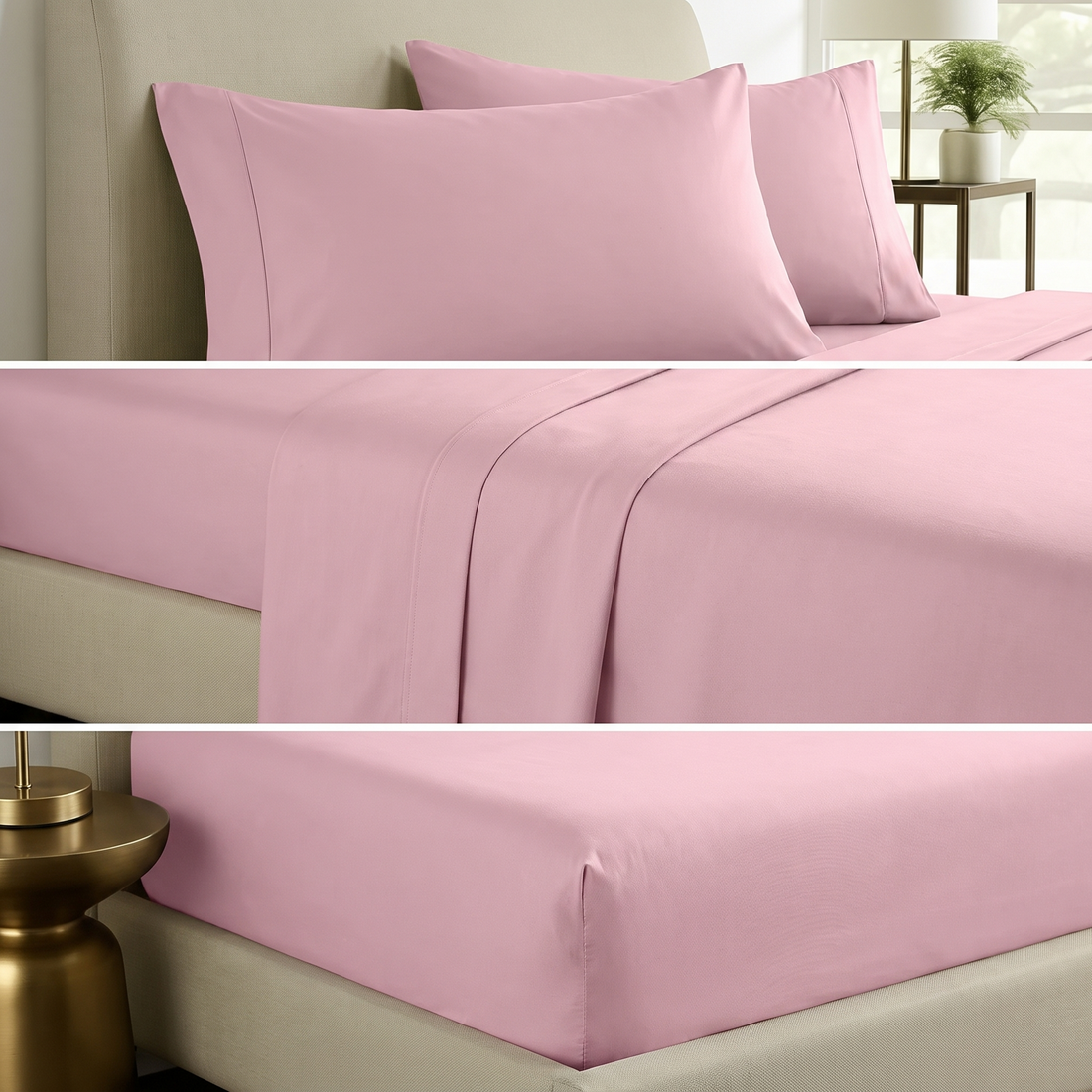 1000TC Pure Soft Cotton Sheet Set - Baby Pink